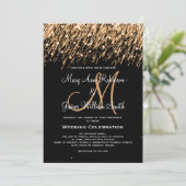 Invitation Mariage "Save the Date" Gold Falling Stars (Debout devant)