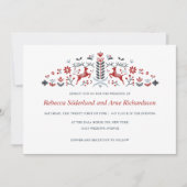 Invitation Mariage scandinave de rennes d'art populaire et de (Devant)