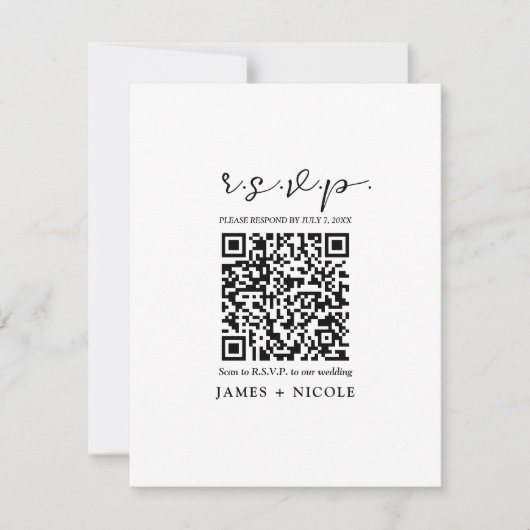 Invitation Mariage scanner de code QR moderne Réponse R.S.V.P (Devant)