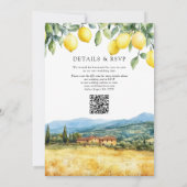 Invitation Mariage Scène toscane italienne Code QR Citrons (Dos)