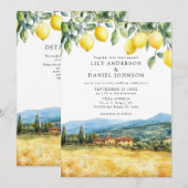 Invitation Mariage Scène toscane italienne Code QR Citrons (Devant / Derrière)