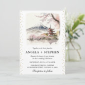 Invitation Mariage scénique japonais à l'aquarelle avec Fuji (Debout devant)