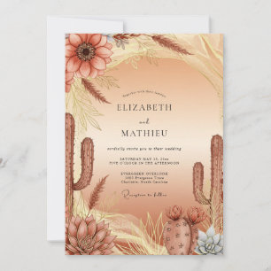 Invitation Mariage Scénique Sud-Ouest en Terracotta