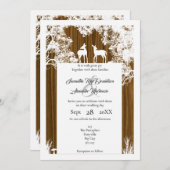 Invitation mariage scié en faux bois rustique (Devant / Derrière)