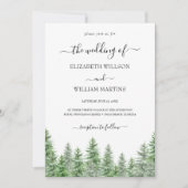 Invitation Mariage Script de la forêt de pins d'aquarelle de  (Devant)