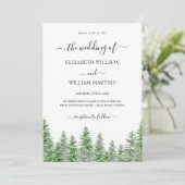 Invitation Mariage Script de la forêt de pins d'aquarelle de  (Debout devant)