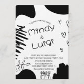 Invitation Mariage Script Doodle Formes Biologiques (Devant)
