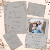 Invitation Mariage Script Élégant Fleurs Sauvages Rustique