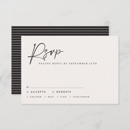 Invitation Mariage script moderne noir blanc script élégant i (Devant / Derrière)