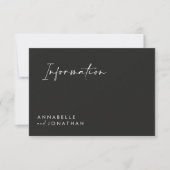 Invitation Mariage script moderne noir simple information (Devant)