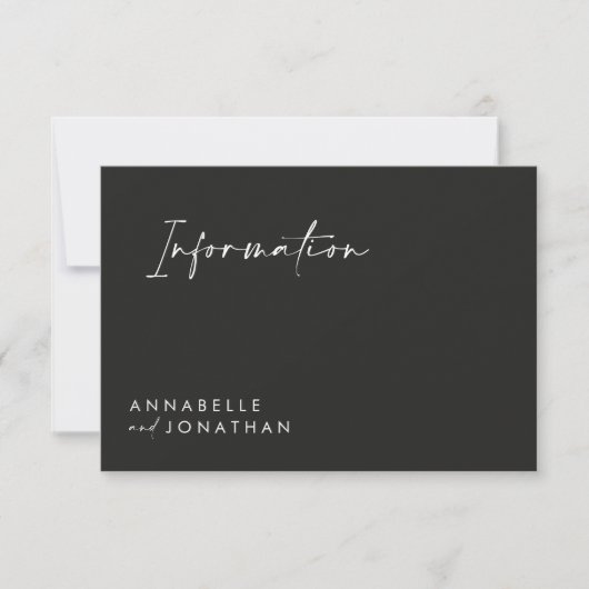 Invitation Mariage script moderne noir simple information (Devant)