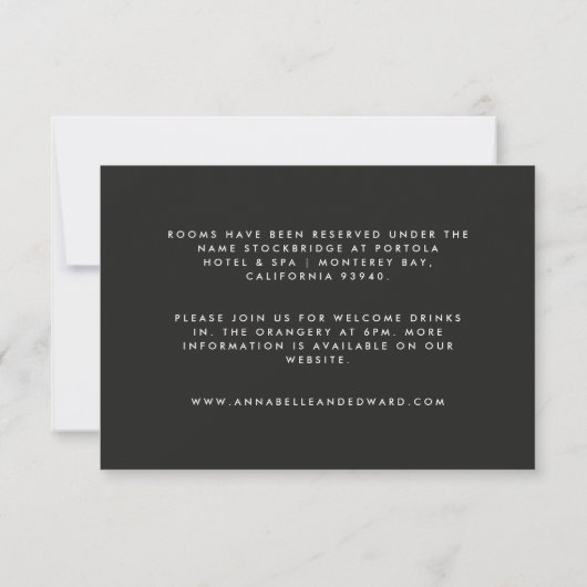 Invitation Mariage script moderne noir simple information (Dos)