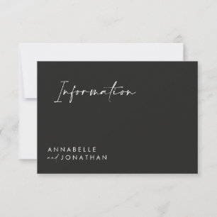 Invitation Mariage script moderne noir simple information