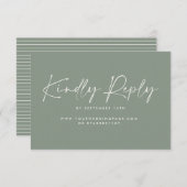 Invitation Mariage script moderne sauge vert élégant réponse (Devant / Derrière)