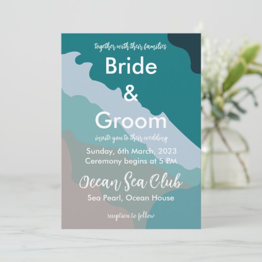 Invitation Mariage Sea Ocean Beach (Debout devant)