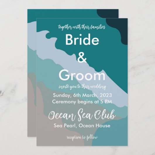 Invitation Mariage Sea Ocean Beach (Devant / Derrière)