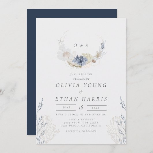Invitation Mariage Sea Serenity (Devant / Derrière)