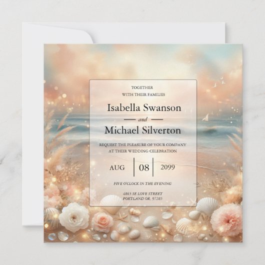 Invitation Mariage Seaside Sparkle et Sunset Dreams (Devant)