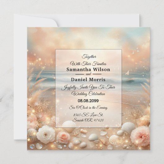 Invitation Mariage Seaside Sparkle et Sunset Dreams (Devant)
