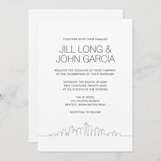 Invitation Mariage Seattle (Devant / Derrière)