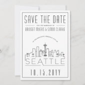 Invitation Mariage Seattle | Skyline stylisée Enregistrer la (Devant)