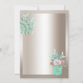 Invitation Mariage Sepia Turquoise Floral Mason Jar Rose (Dos)