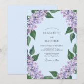 Invitation Mariage Seraphique Lilas Bleu Pale (Devant / Derrière)