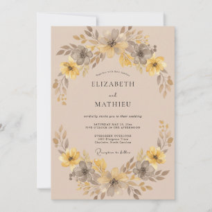 Invitation Mariage Serein Automnal aux Tons Ocres
