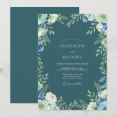 Invitation Mariage serein dans une forêt de teinte sarcelle (Devant / Derrière)