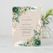 Invitation Mariage serein dans une forêt émeraude (Debout devant)