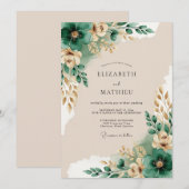 Invitation Mariage serein dans une forêt émeraude (Devant / Derrière)