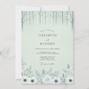 Invitation Mariage Serein dans une Forêt Vert Menthe
