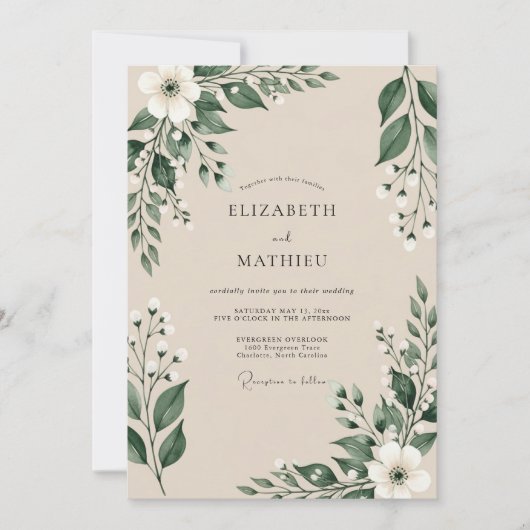 Invitation Mariage serein de forêt émeraude (Devant)
