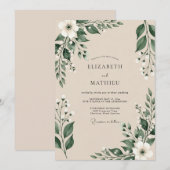 Invitation Mariage serein de forêt émeraude (Devant / Derrière)