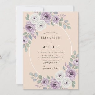 Invitation Mariage serein de printemps à la pêche lavande