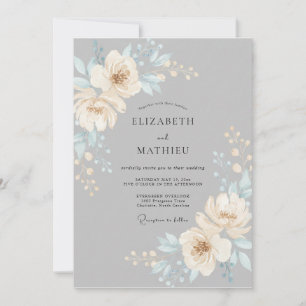 Invitation Mariage serein de printemps gris ardoise