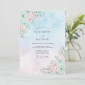 Invitation Mariage Sérénade Bleu Bébé de Printemps (Debout devant)