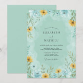 Invitation Mariage Sérénité de Prairie Vert Menthe (Devant / Derrière)