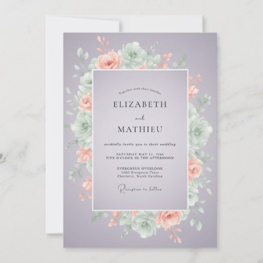 Invitation Mariage Sérénité Lavande Succulente (Devant)