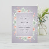Invitation Mariage Sérénité Lavande Succulente (Debout devant)