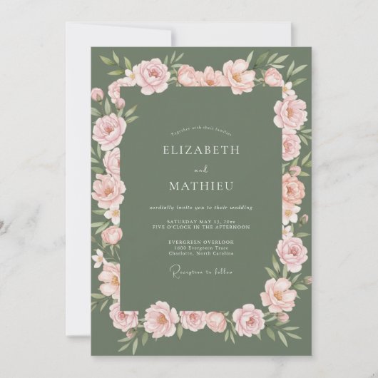 Invitation Mariage Sérénité Prairie Vert Mousse (Devant)