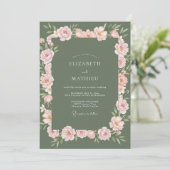 Invitation Mariage Sérénité Prairie Vert Mousse (Debout devant)