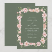 Invitation Mariage Sérénité Prairie Vert Mousse (Devant / Derrière)