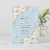 Invitation Mariage Sérénité Rose Bleu Clair (Debout devant)