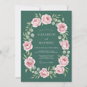 Invitation Mariage Sérénité Vert Chasseur en Forêt
