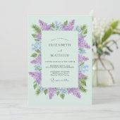 Invitation Mariage Sérénité Vert Menthe Lilas (Debout devant)