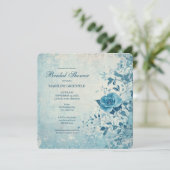 Invitation Mariage Shabby Chic Fleurs Bleues (Debout devant)