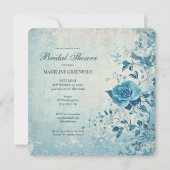 Invitation Mariage Shabby Chic Fleurs Bleues (Devant)