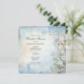 Invitation Mariage Shabby Chic Fleurs Bleues (Debout devant)