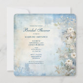 Invitation Mariage Shabby Chic Fleurs Bleues (Devant)